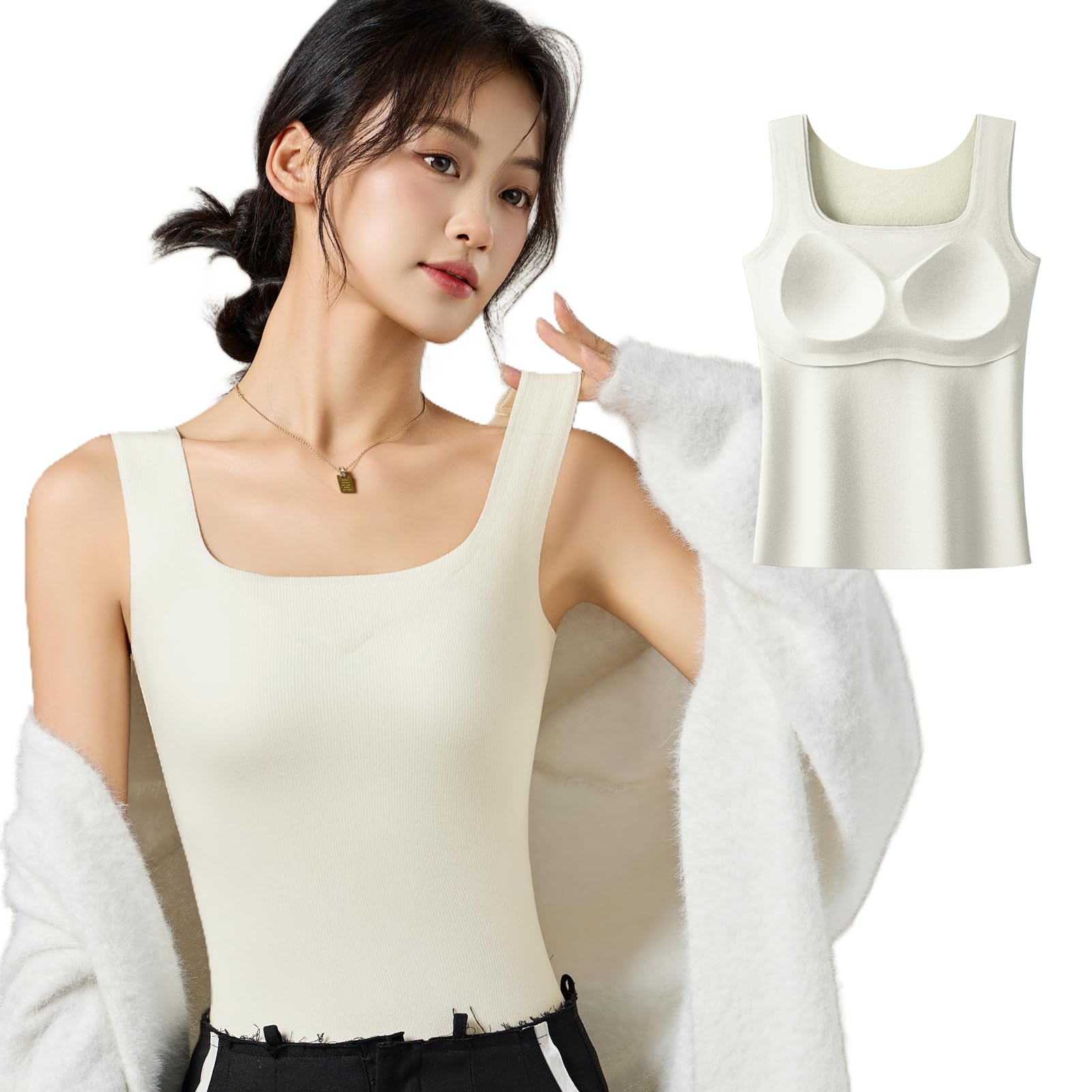 

MACITEET Бюстгальтер с чашечками, нижнее белье, флис, тонкий и легкий, без косточек, холодная машинная стирка, для сна, женский топ, [Подкладка с подогревом! Похудение! Слой, Нужен] слоновая кость