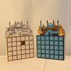 Ramadans Holz Countdown Kalender Schubladen Eid Mubarak Moschee Adventskalender Dekoration mit LED-Licht und 30 Schubladen