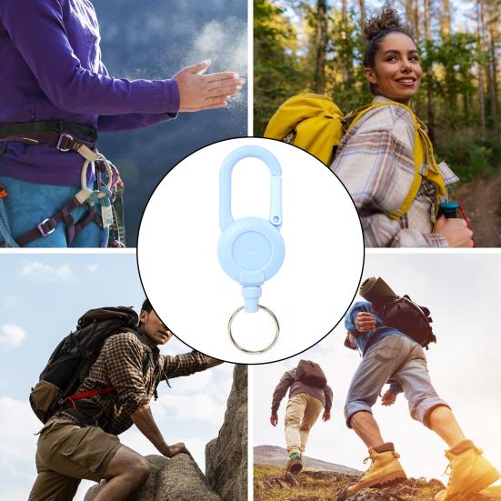 Retractable Keychain with Steel Wire Rope Carabiner Badge Reel Holder Clip Key Ring Heavy Duty Outdoor Camping Climbing Anti-lost Buckle