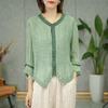 Design Sense Contrasting Color Cotton and Linen Shirt Women's Long-sleeved Shirt Summer New Loose and Thin Top Temperament Shirt