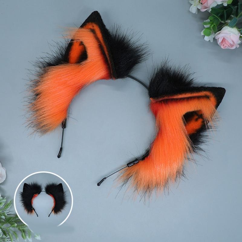 Lovely Women Students Photoshoot Hairband Cartoon Wolf Ears Shape Headbands Color Matching Hair Styling Hair Hoop