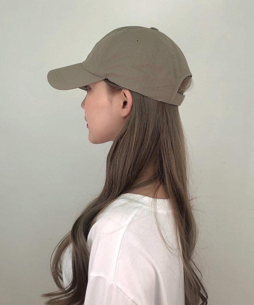 Tueseupis Nylon Signature Lettering Logo Ball Cap (Khaki Beige)