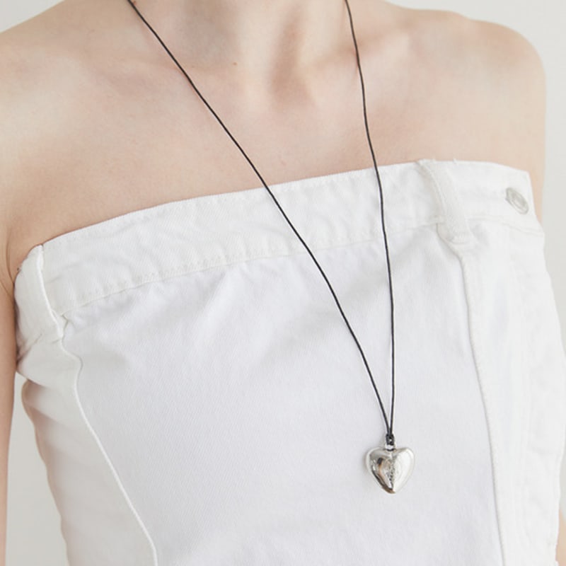 Halden Heart Pendant Over Strap Necklace (N011_silver)