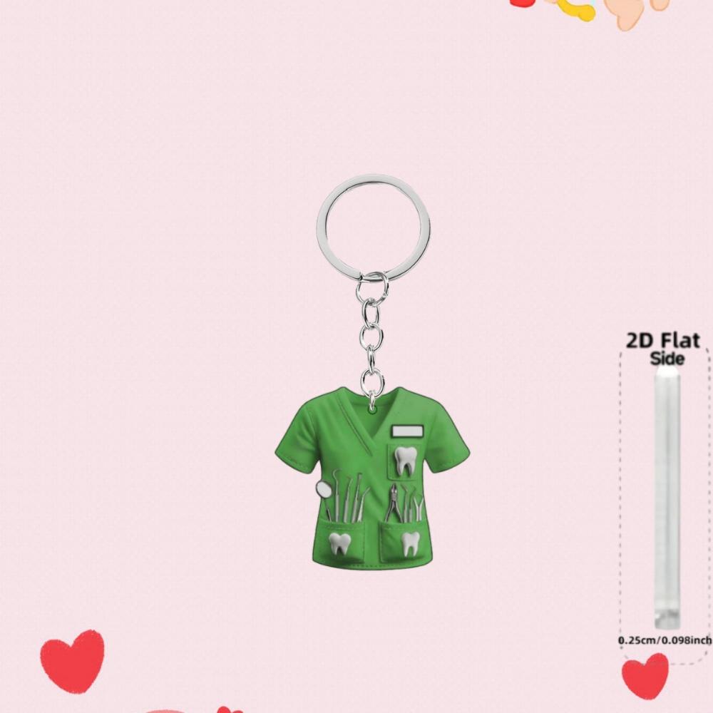 2D Flat Nurse Uniform Shape Car Pendant Christmas Tree Decoration Acrylic Flat Keychain Jewelry Pendant