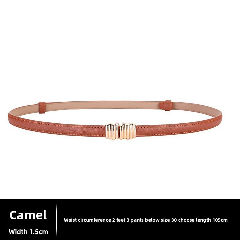 Classic Leather Waist Belt For Women With Adjustable Alloy Buckle Minimalist Fashion