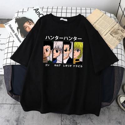 Killua und Gon Anime Damen T-Shirt Bedrucktes Sommer Baumwoll T-Shirt Kurzarm Japanischer Anime Hunter X Damen Freizeit T-Shirt