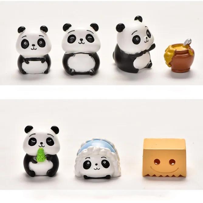 7Pcs/set Cartoon Panda Animals Miniatures Desktop Ornaments Diy Fairy Garden Decoration Moss Terrarium Micro Landscape
