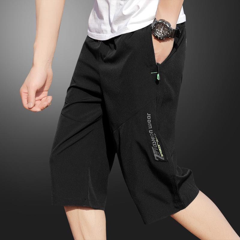 Herren Sommer Eis Seide 7-Punkt Locker Mittlere Taille Sportshorts