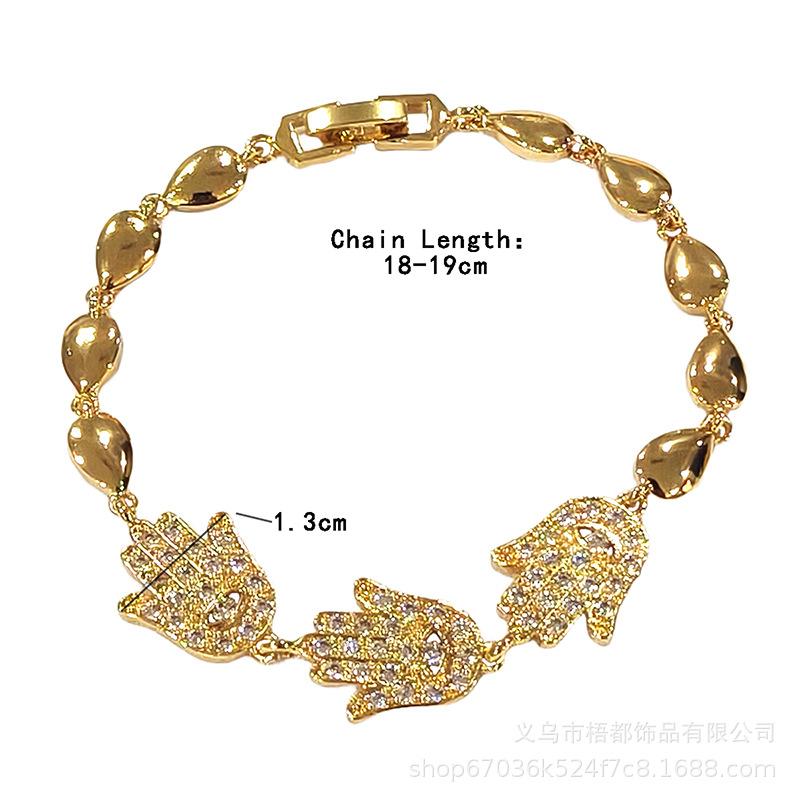 European & American Retro Copper Zircon Bracelet: Square Buckle Gold-Plated Women's Fashion Jewelry