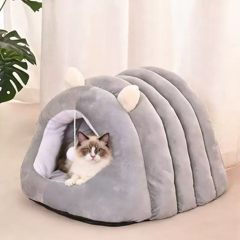 Comfortable Warm Soft Cat Cave Bed Portable Deep Sleep Dog Bed Cozy Pet Supplies Small Pet Bed Winter