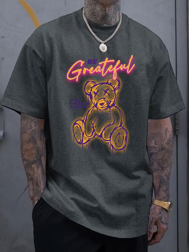 Kreskówkowy Miś Grafika Nadrukowana Koszulka z Krótkim Rękawem Luksusowa Bawełna Lato Unisex Męska Damska Casualowa Luźna Modna Odzież