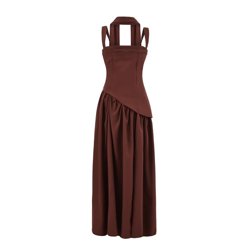 Women's summer new French European and American style sexy asymmetrical waist thin suspender dress