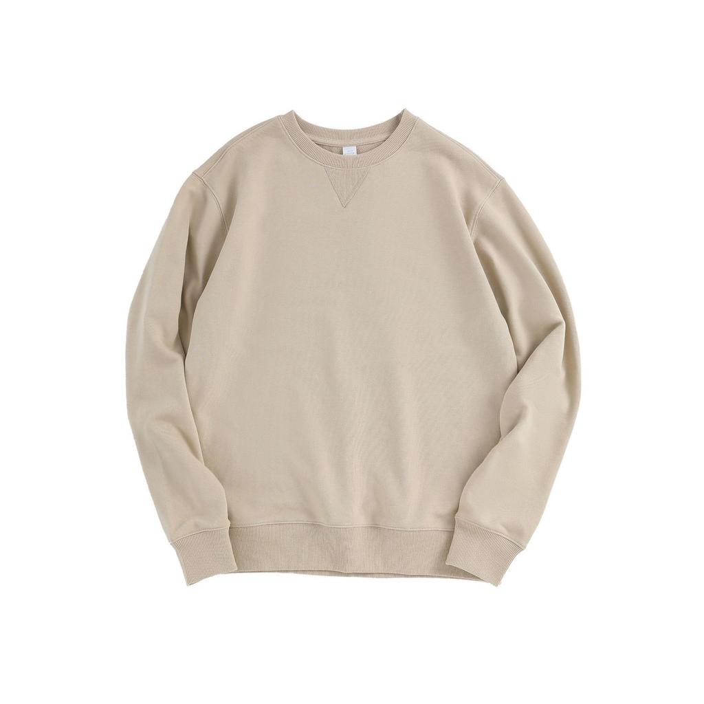 380g Heavyweight Combed Cotton Crewneck Sweatshirt, Fleece Long Sleeve Pullover, Relaxed Fit Triangle Cut, Unisex