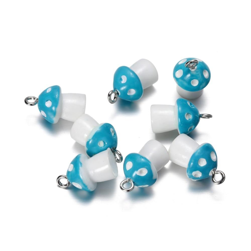10Pcs/Lot 11x18mm Mushroom Pendants Charms DIY Findings Keychain Bracelets Pendant for Necklace Jewelry Making Accessories