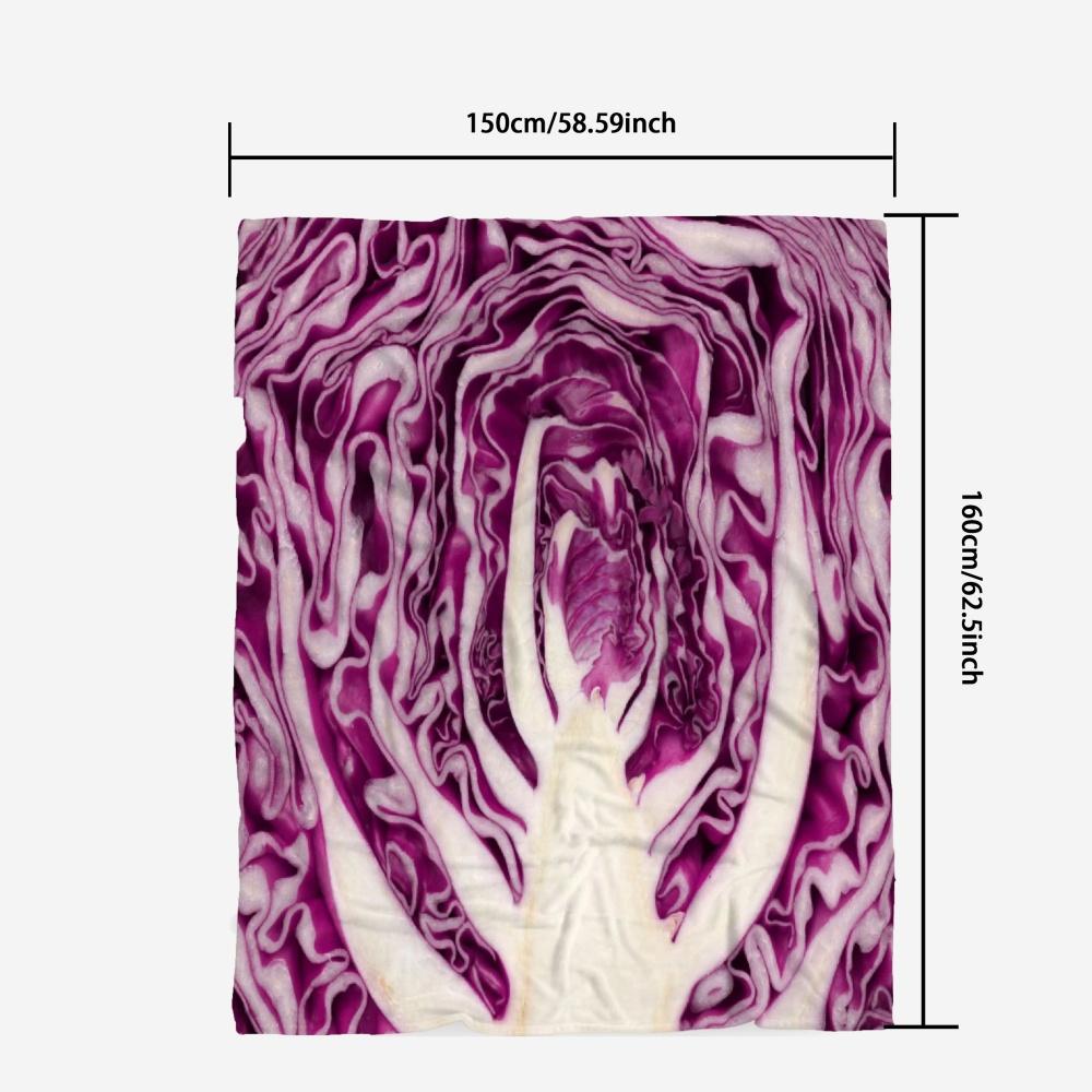 Funny Purple Cabbage Throw Blanket Realistic Vegetable Shape Flannel Fleece Blanket Soft Cozy Nap Wrap Creative Novelty Gift