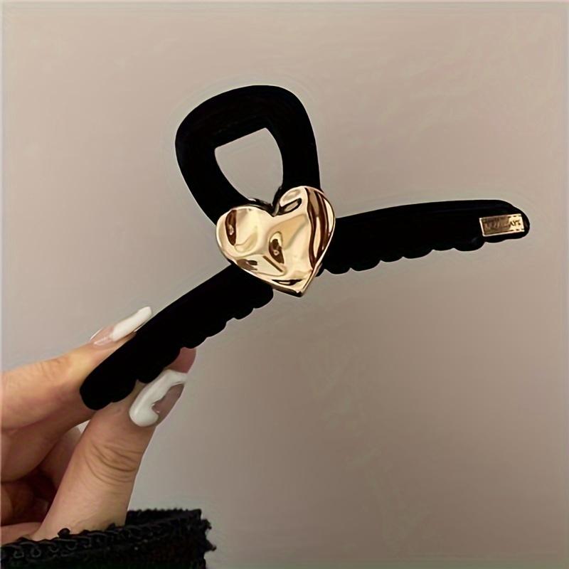 Elegant Vintage Heart-Shaped Hair Claw Acrylic, Perfect for Ponytails & Updos