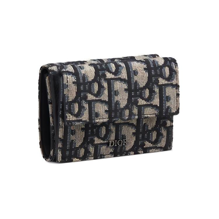 DIOR Cow Leather Card Holder, Wallet Womens Beige/Black