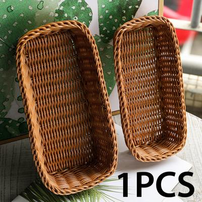 סלסלת סכו"ם קלועה מקלות אכילה מזלג מגש אחסון הגשה חיקוי ראטן ל