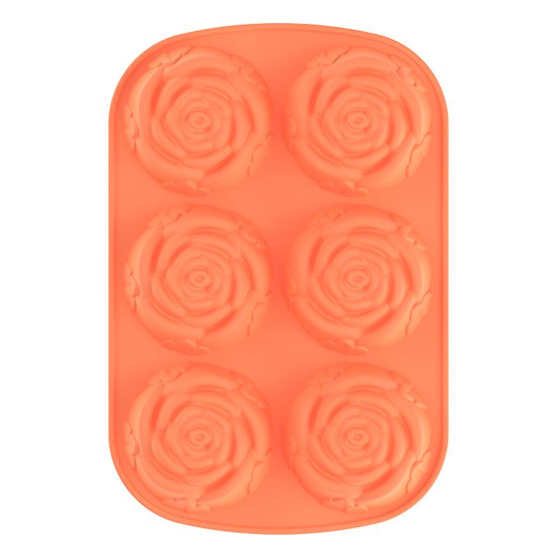 6-Cavity Silicone Mold for Baking, Pudding, Jelly, Mousse - 6-Petal Rose Shape