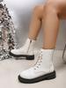 Fashion Short Boots Women Autumn New Ladies Lace-up White Ankle Boots Thick Bottom Women's Shoes Casual Round Toe Short Botines