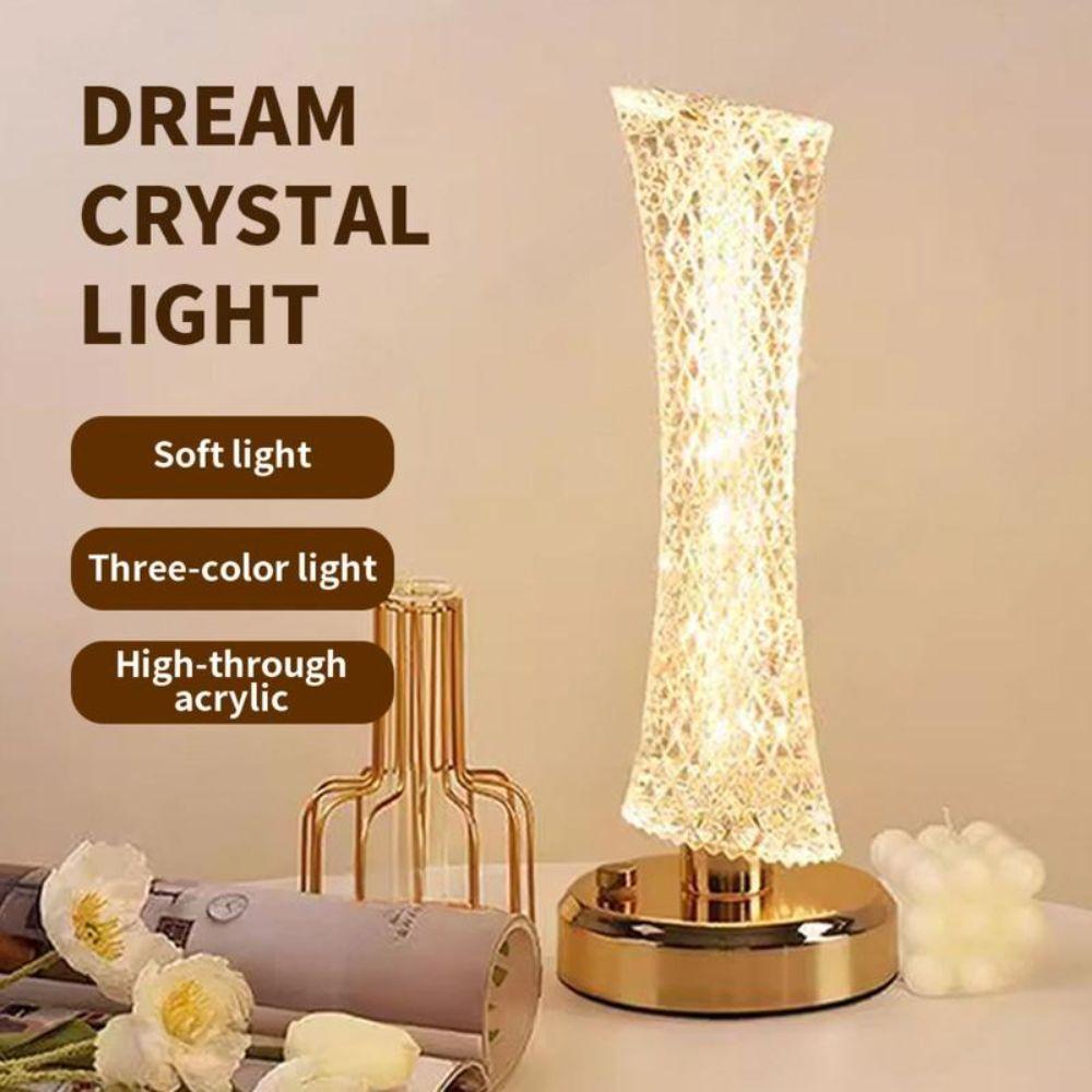Touch Control Crystal Table Lamp Three Color Lighting LED Table Lamp Birthday Gift