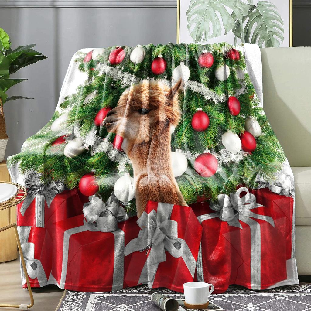 Cozy Christmas Plaid Throw Blanket Soft Flannel Bedspread for Winter Decorative Sofa Cover Perfect Holiday Home Bedding Gift