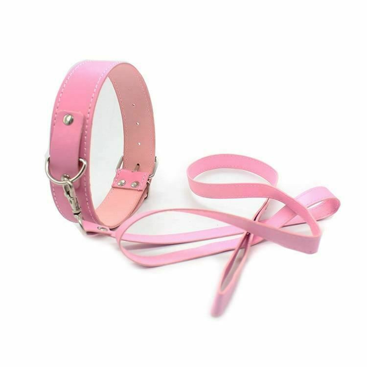 Collar Leash Leather Harness Pink Red Black   Kink Fetish Collars & Leashes