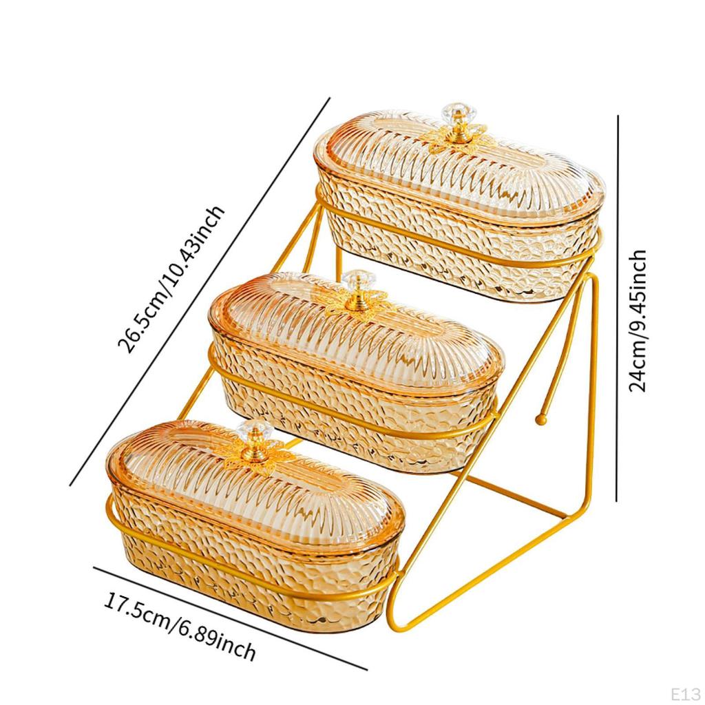 Fruit Basket Bowl Fruits Holder 3 Tier Versatile with Metal Stand Serving Tray for