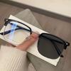 Pochromic Anti Radiation Blue Light Eyeglasses Square Metal Frame Computer Glasses for Women Men Replaceable Lens