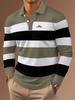Long Sleeve Polo Shirt with Decorative Cross Graphic, Stylish Casual Top