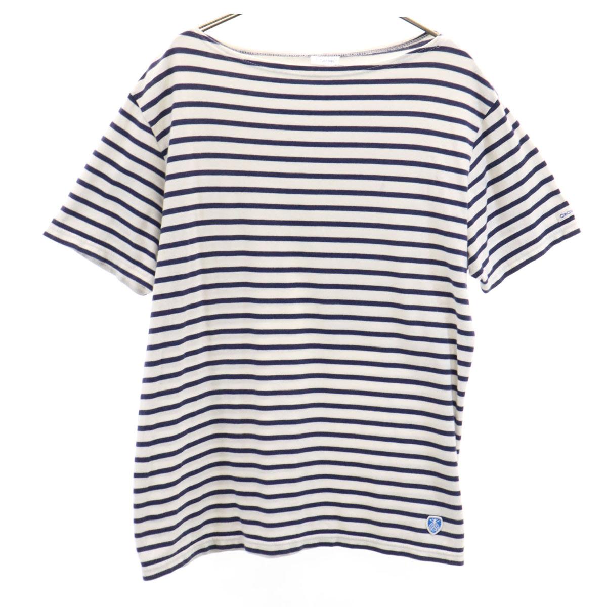 

ORCIVAL made in Japan Border Pattern Short sleeve Boat neck Basque shirt Men s Used