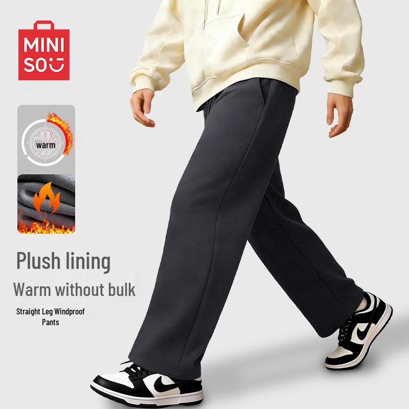 MINISO Men s Fleece-Lined Straight-Leg Casual Pants XL