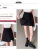 2025 Summer High-Waist Black A-line Midi Skirt - Slimming Plus Size, Hip-Hugging Design with Slit for Women