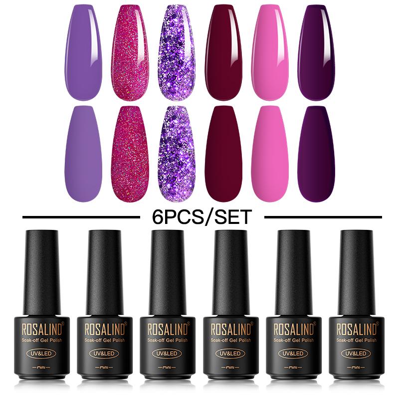 

Набор гелей для ногтей ROSALIND Яркий цвет, отмачиваемый УФ-гель для ногтей Базовое верхнее покрытие Полуперманентный лак для ногтей Гель-лак Лак Гибридный дизайн ногтей