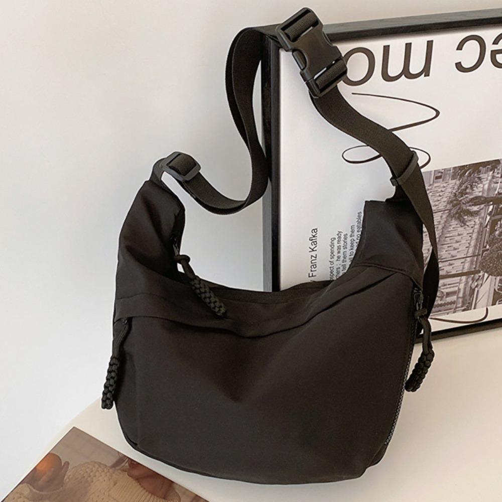 

Large Capacity Oxford Cloth Shoulder Bag Canvas Dumpling Bag Fashion Nylon Crossbody Bag Travel чёрный