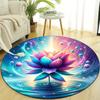 Fantasy Lotus Flower Round Area Rug - Non-Slip Polyester Chair Mat for Bedroom, Living Room, Home Decor - Crystal Velvet, Durable and Soft F