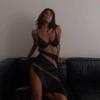 Sexy V Neck Black Perspective  Dress for Women Summer Elegant Sling Split Party Dresses