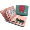 Adorable Cartoon Cat Design Women's Short Wallet with Zipper for Coins and Cards.