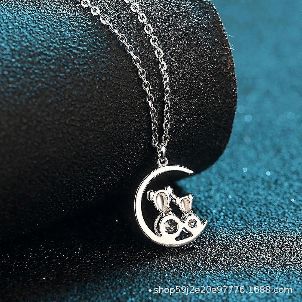 Moissanite Mouse Pendant Necklace S925 Silver D Color Ideal Cut Diamond Necklace For Women