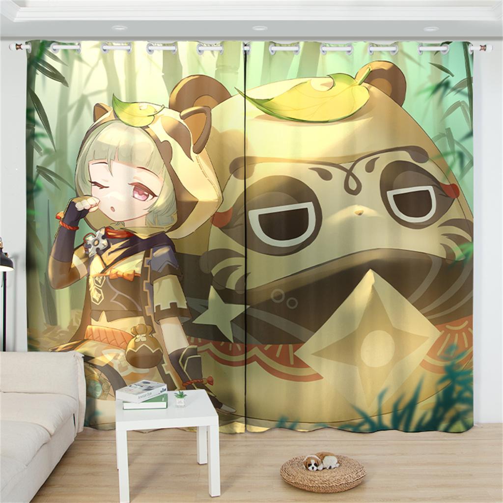 

Kazuha Genshin Impact Sunshade Curtains 2 панели аниме-печать оконные шторы для гостиной спальни мультфильм домашний декор занавес 100W130H(CM)40x51in&Grommet Top