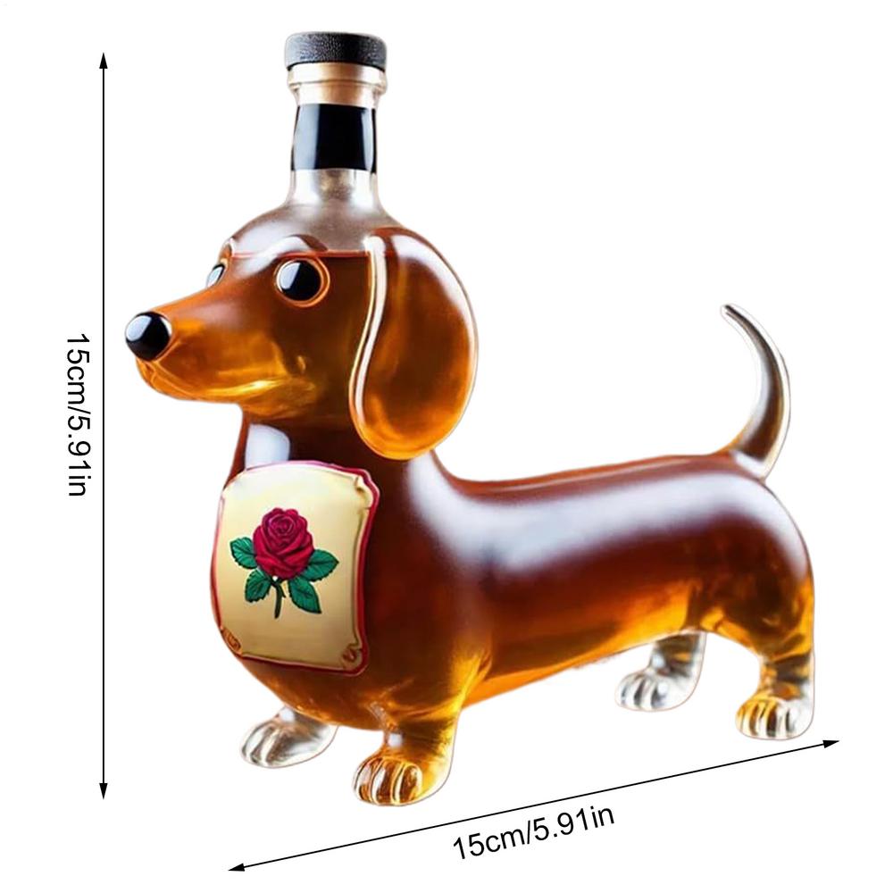 Dackel Hund Whiskeyflasche 3D Geformte Dackelform Whiskeyglas Becher Dackel Karaffe für Bar Home Office Dekoration