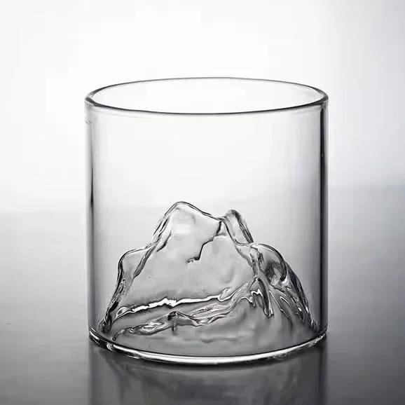 

For 170ml 1/2/4/6/8pcs Whisky Glass Cup 3D Mountain Water Glacier Mug Vodka Wine Glasses Fuji Artwork Gift Whisky Bottle Drinkwa 1pc прозорий