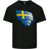 Gekräuselte Schwedische Flagge Schwedentag Fußball Unisex Leichtes Baumwoll-T-Shirt