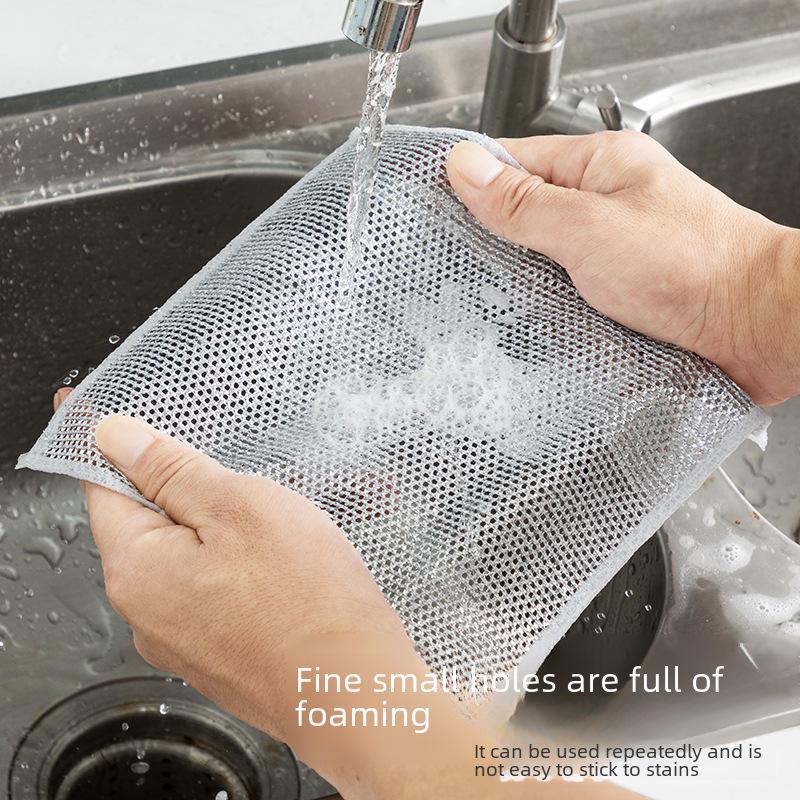 Silver Wire Dish Cloth: Metal Steel Wire Rag for Oil-Free Cleaning
