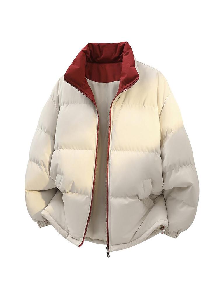 2025 Winter Unisex Trendy Color Block Stand Collar Puffer Jacket for Teens & Couples