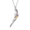 Collana a forma di revolver con motivo in rilievo alla moda, ciondolo gioiello trendy e cool da uomo