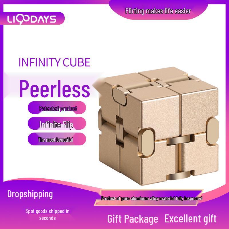 Cross-Border Novelty Infinite Cube Metal Fidget Spinner Toy