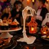 Battery Operated Flickering Light Skeleton Arm Lantern, 3D Printed Halloween Hand Holding Up Lantern Portable Table Centerpiece with LED Candle