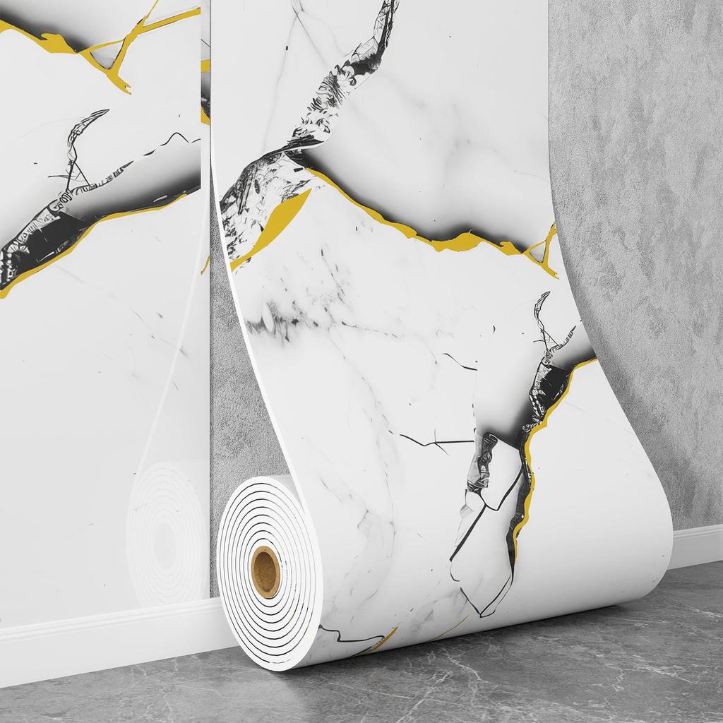 Self-Adhesive Waterproof Imitation Marble Tile Wall Sticker for Bathroom, Living Room, Kitchen, and TV Background.