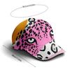 A Stylish Baseball Cap Featuring A Pink Leopard Print, Perfect For Both Men And Women. This Trendy Hat Is Ideal For Everyday Out